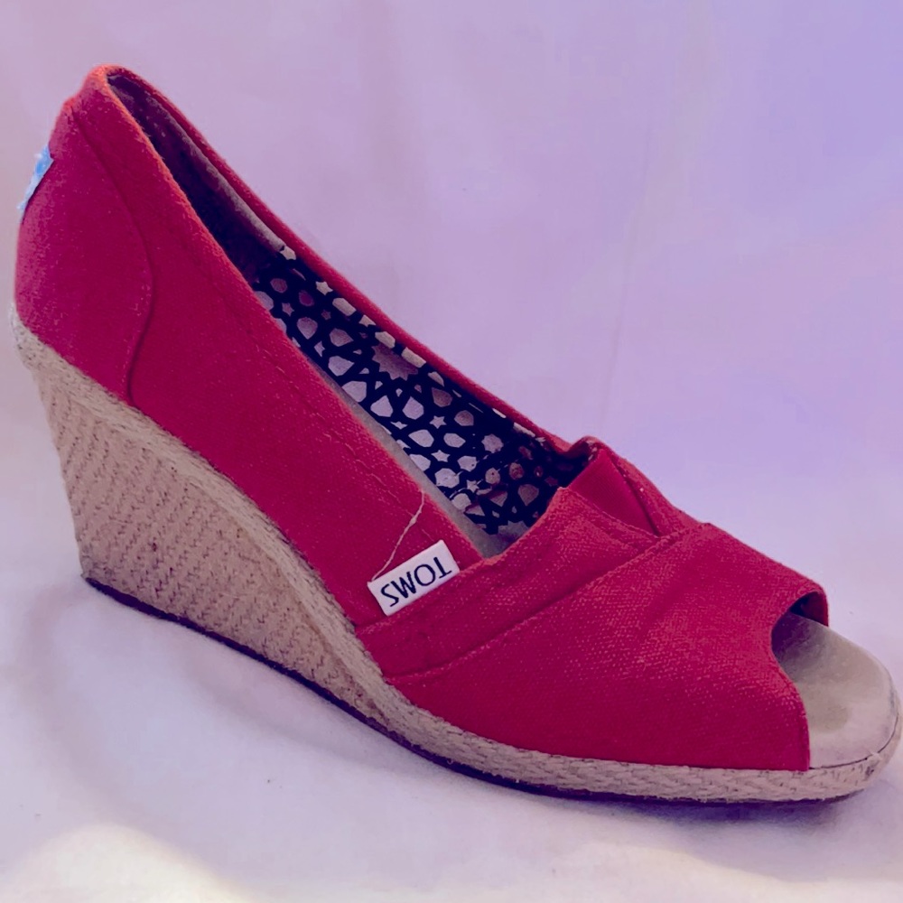 Toms peep toe wedges